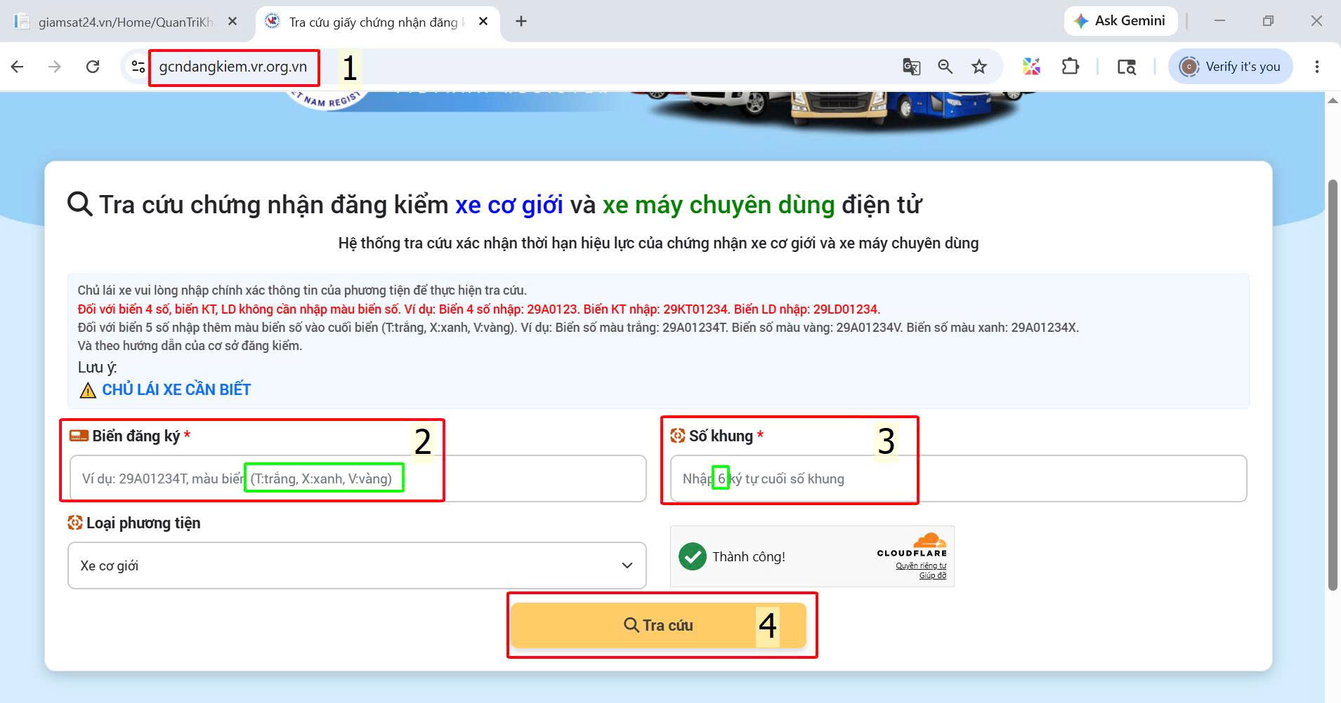 Hướng dẫn tra cứu Đăng kiểm điện tử
