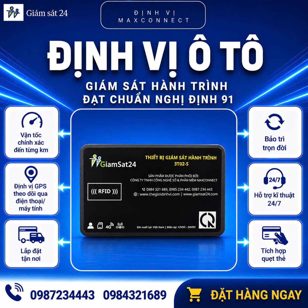 Định vị ô tô 3T02 hợp chuẩn - Chi tiết thiết bị định vị